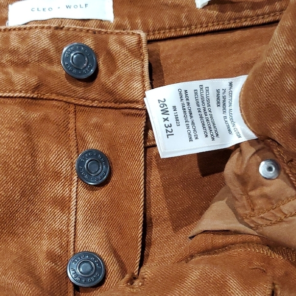 Women's Cleo + Wolf Orange Rust Buttonfly Denim Jeans W 26 L 32 - Picture 7 of 8